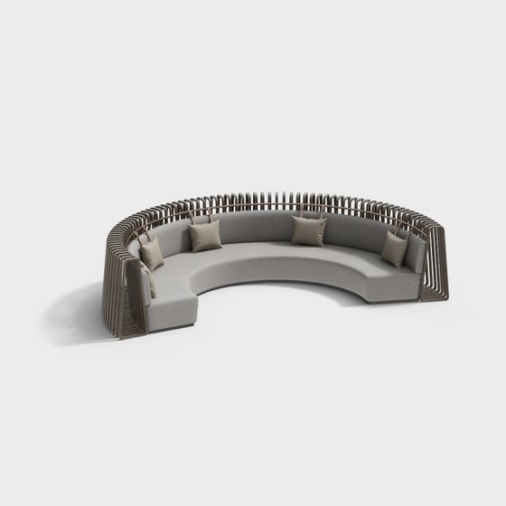 Canapé moderne en tissu avec pont courbé pour plusieurs personnes