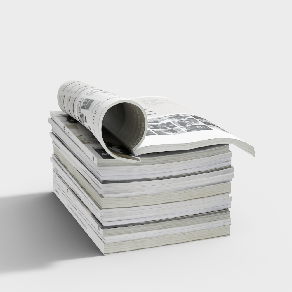 Artistic Stack of Magazines 3D model
