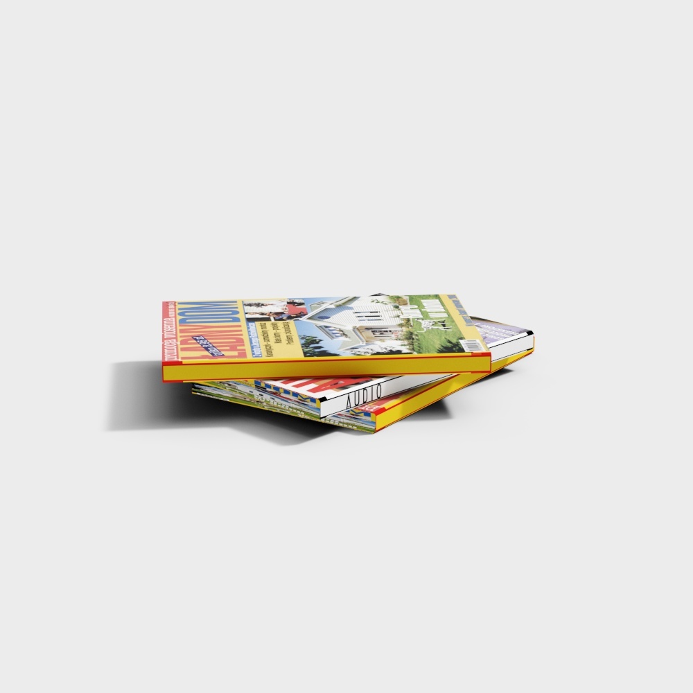 Stack of two home design magazines with yellow covers on white background