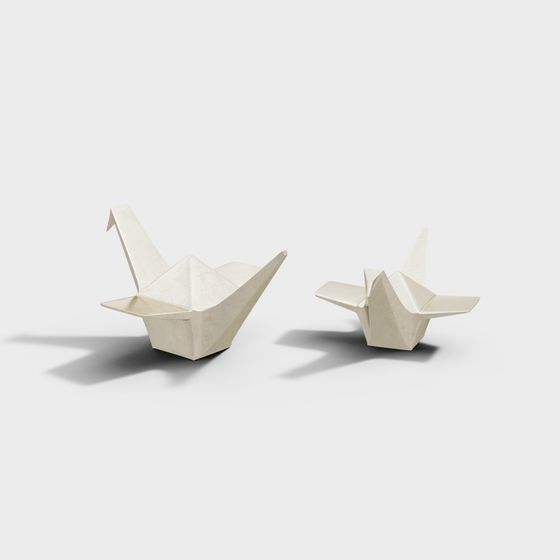Elegant Origami Birds 3D model