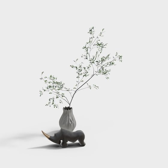 Rhino Vase 3D model - Elegant Nature-inspired Design