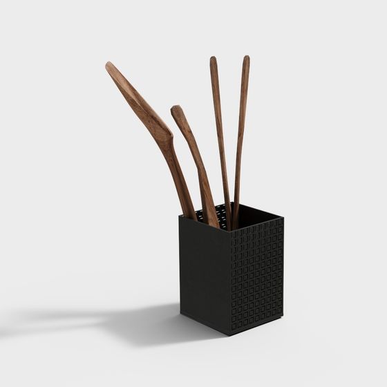 Modern Minimalist Wooden Kitchen Utensil Holder 3D model