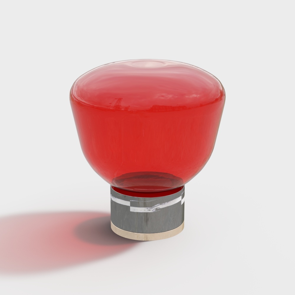 Futuristic Red Glass Lamp 3D Model – Modern Minimalist Design