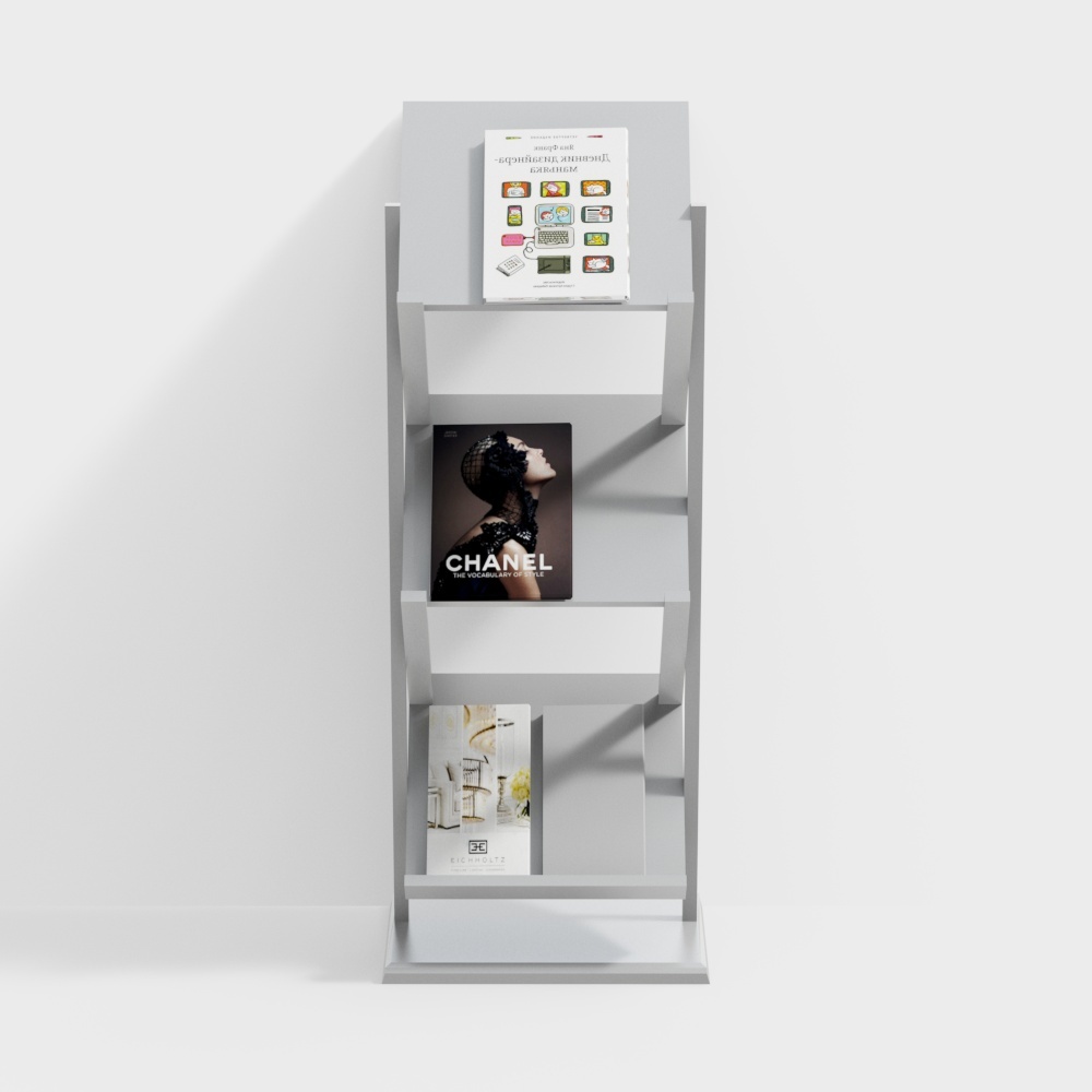 Elegant Minimalist Bookcase 3D Model – Eco-friendly Design