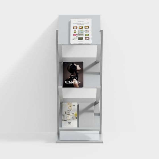Modern White Metal Magazine Rack 3D Model for Organized Spaces