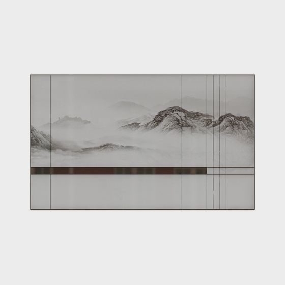 Mountain River Screen 3D model for Artistic Projects