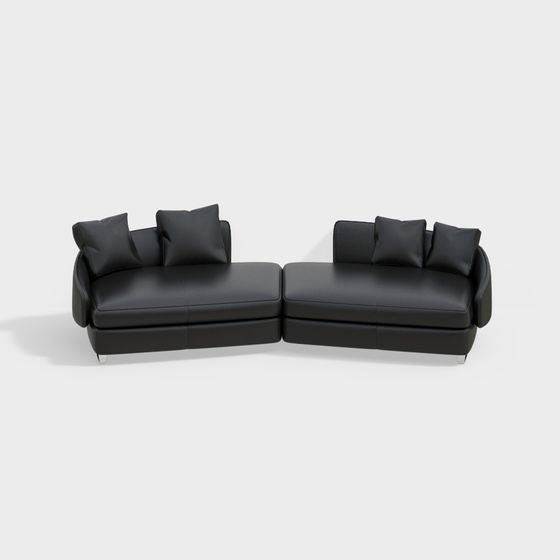 Stylish Low-Polygon Modern Sofa 3D model