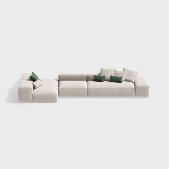 Three-Person Sofa 3D Model in Asian Style