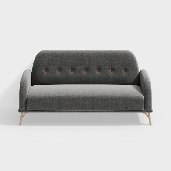 Cót két sofa nhỏ vui tươi Màu xám nhạt sang trọng đôi đơn giản đơn giản Gia đình nhỏ Bắc Âu Sofa vải nhỏ vui tươi - ba màu xám đậm