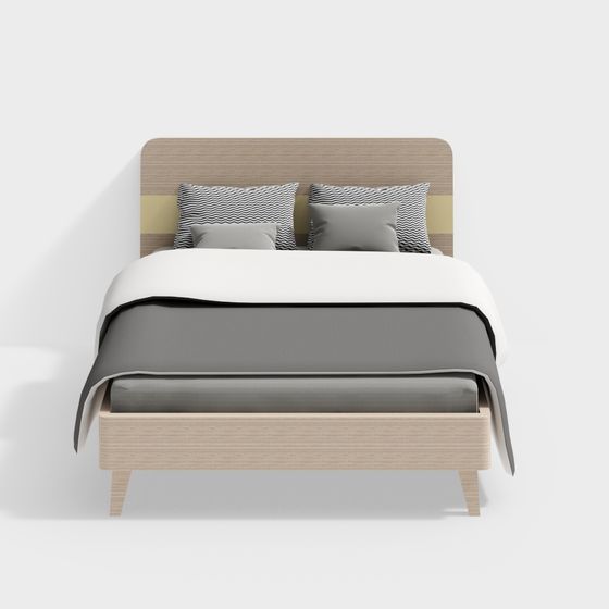Elegant Low-Poly Bed 3D model for Modern Interiors