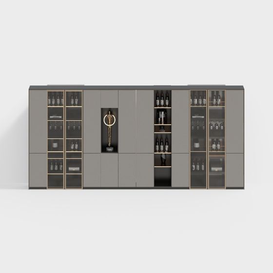 Contemporary Grey Wine Cabinet 3D model