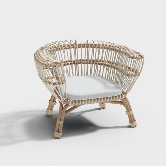 Tropical-Inspired 3D Rattan Chair Model