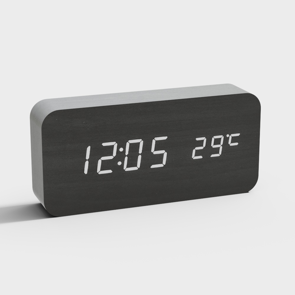 Valley Star Digital Technology LED creative alarm clock silent night light electronic clock digital clock children cute student clock set clock bedside - rectangular black wood white characters