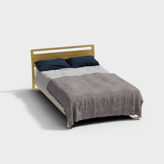 Stylish Minimalist Bed 3D Model for Comfort