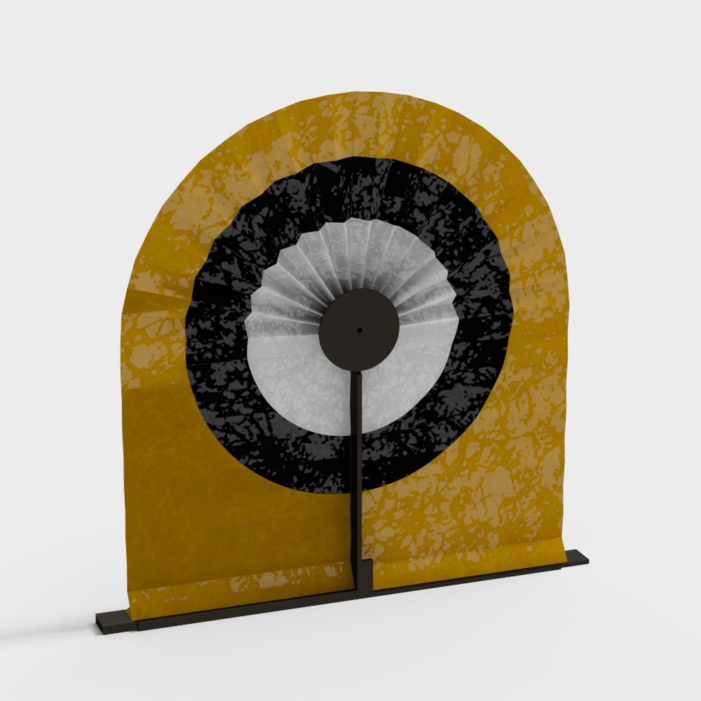 Squeaking Small Yellow Man Folding Fan Screen Simple Desktop Screen BreakEr Can Carry Creative Gifts - Black Base and Little Yellow Man