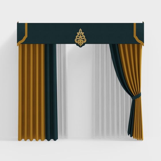 Elegant Curtain Set 3D model for Interior Design