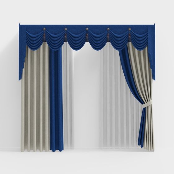 Luxurious Curtain Set 3D model for Opulent Interiors