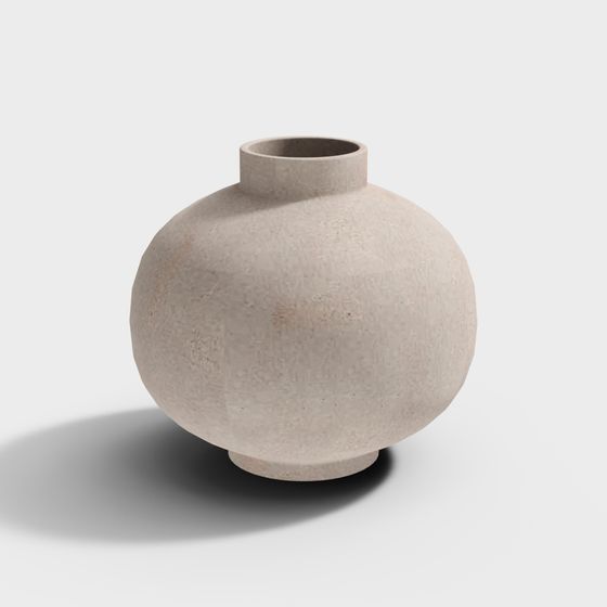 Beige Full Moon Clay Vase for Elegant Interiors