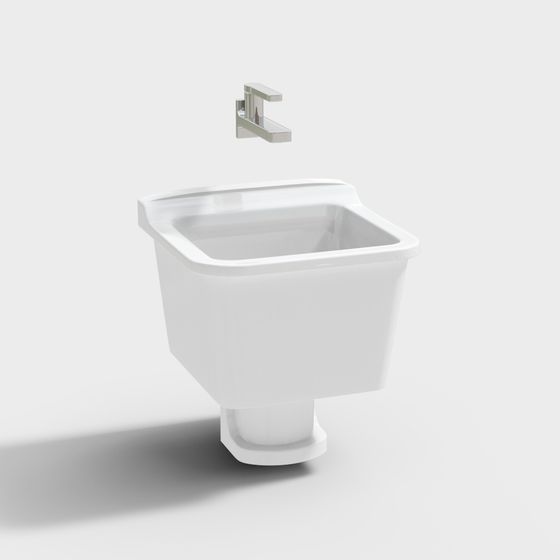Minimalist Wall-Mounted Toilet 3D model