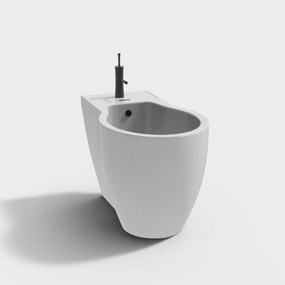 White and Brown Bidet 3D Model