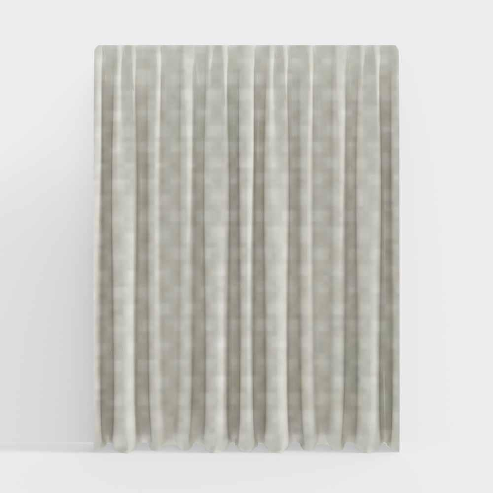 Delicate Sheer Curtain 3D Model – Soft Gray Fabric