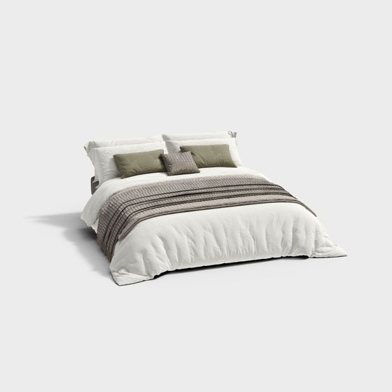 Elegant Low-Poly Bed 3D model for Modern Interiors