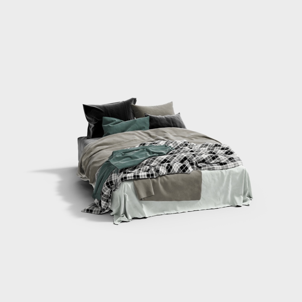 Stylish Low-Polygon Bed 3D Model – Modern Textured Design