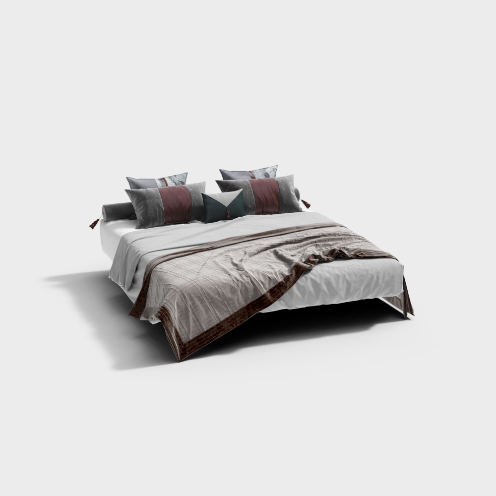 Elegant Low-Polygon 3D Bed Model – Modern Interior Design