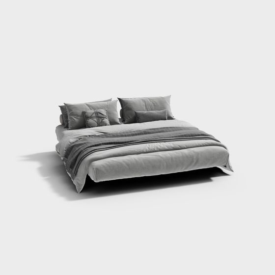 Elegant Low-Polygon Bed 3D model for Modern Interiors