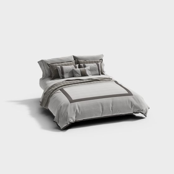 Elegant Low-Poly Bed 3D model for Modern Interiors