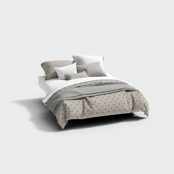 Stylish Low-Polygon Bed 3D model for Minimalist Spaces