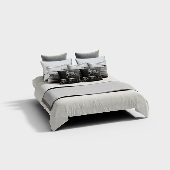 Sleek Low-Poly Bed 3D model for Modern Home Design