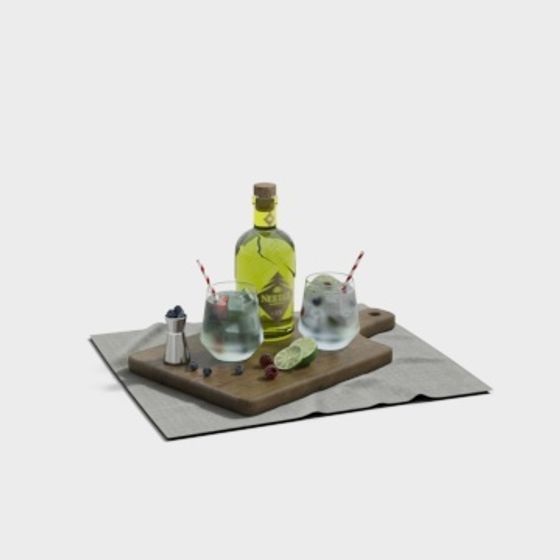 Combinazione Moderna di Bottiglie di Vino in Vetro