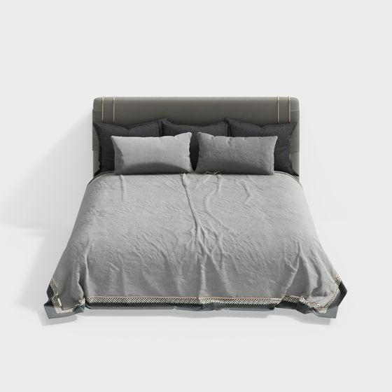 Elegant Low-Polygon 3D Bed Model for Modern Interiors