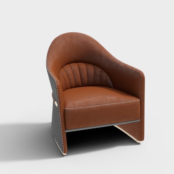 Retro Leather Sofa 3D model for Creative Spaces