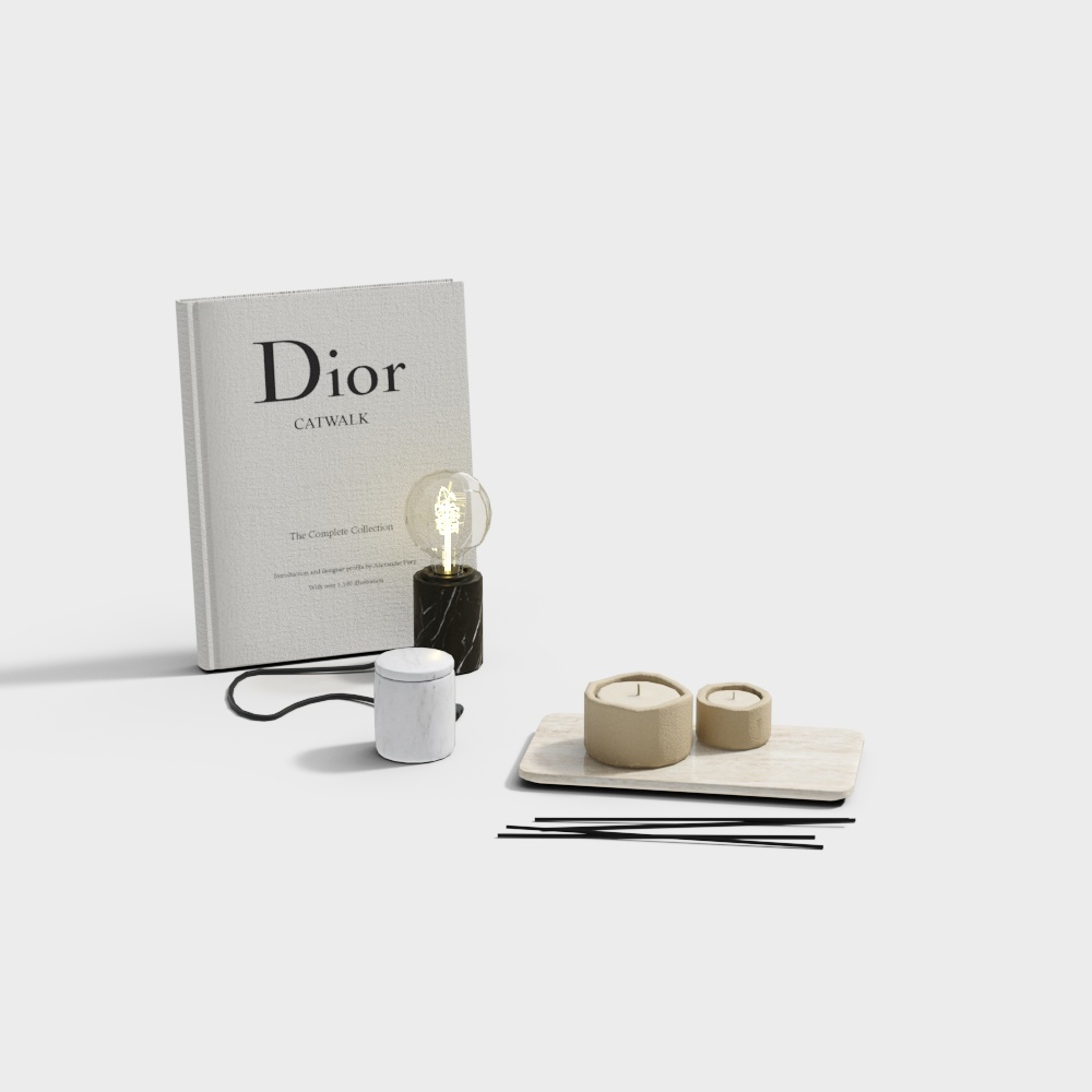 Minimalist Living Room Decor Set – Marble & Metal