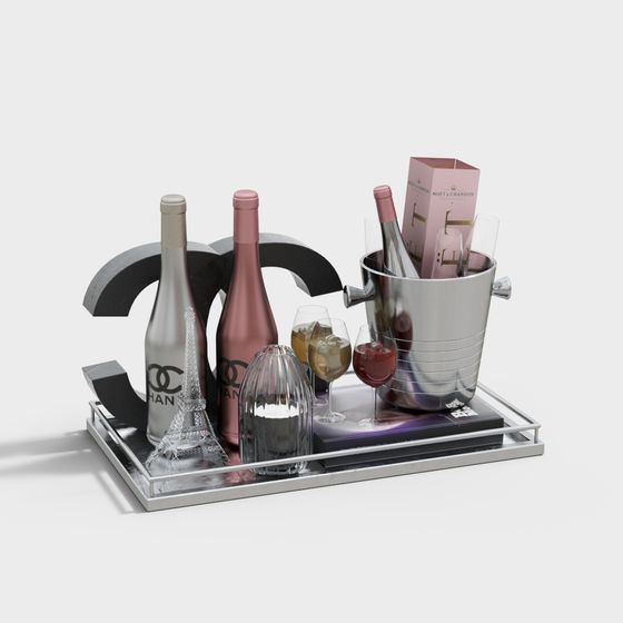 Champagne Elegance Tray 3D model