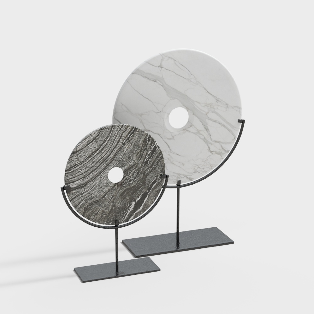 Elegant Marble Discs 3D model for Modern Interiors