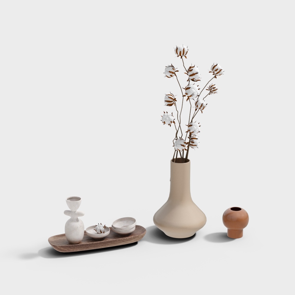 Rural Serenity Vase 3D Model – Low-Poly Natural Design