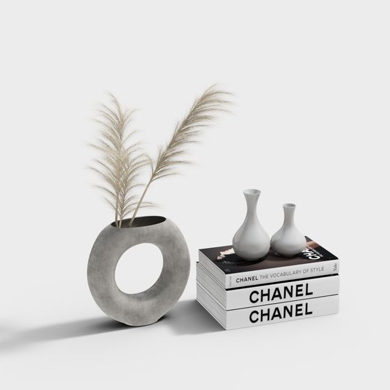 Concrete Vase and Book Combination 3D model