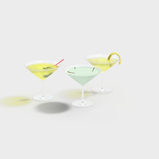 Glam Martini Elegant Cocktail Glasses 3D model
