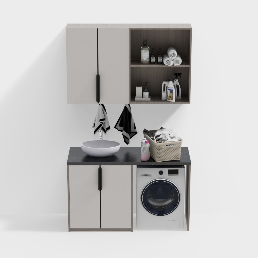 Bộ tủ máy giặt - tủ phòng tắm hiện đại