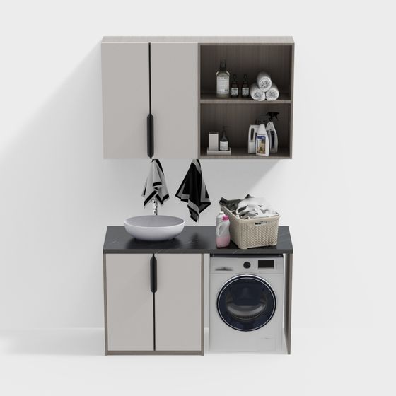 Bộ tủ máy giặt - tủ phòng tắm hiện đại