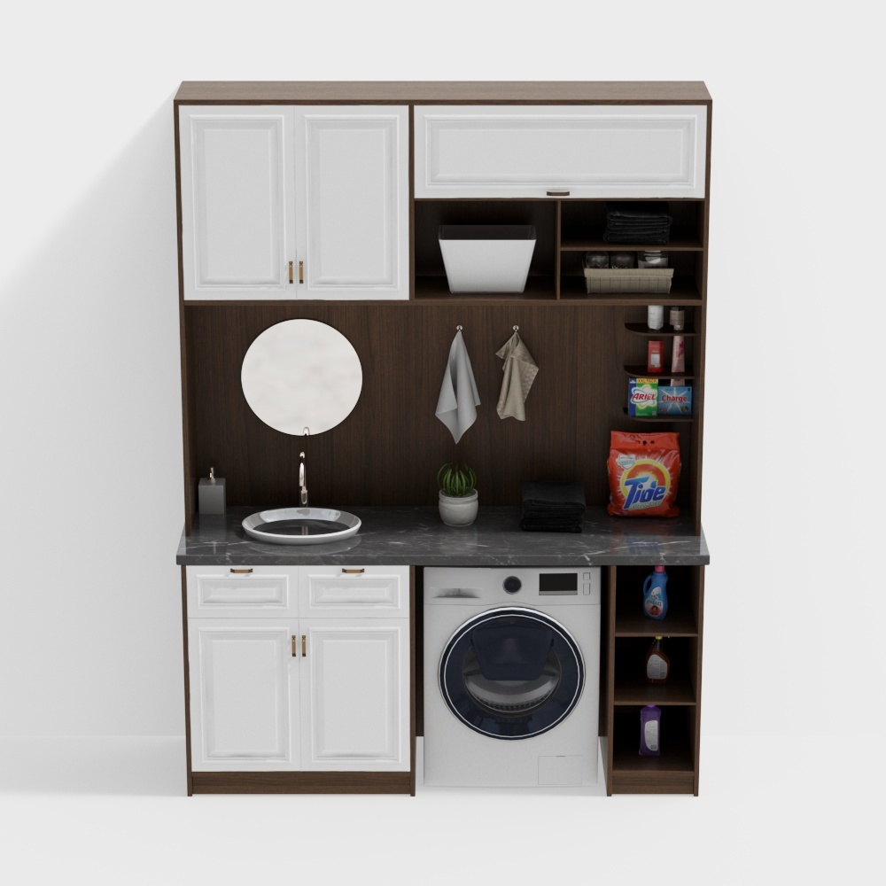 Modern washing machine bathroom cabinet combination