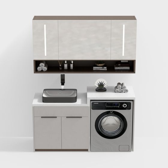Stylish Minimalist Laundry Room 3D model for Modern Designs