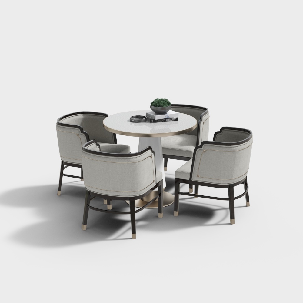 Modern white casual combination table and chairs