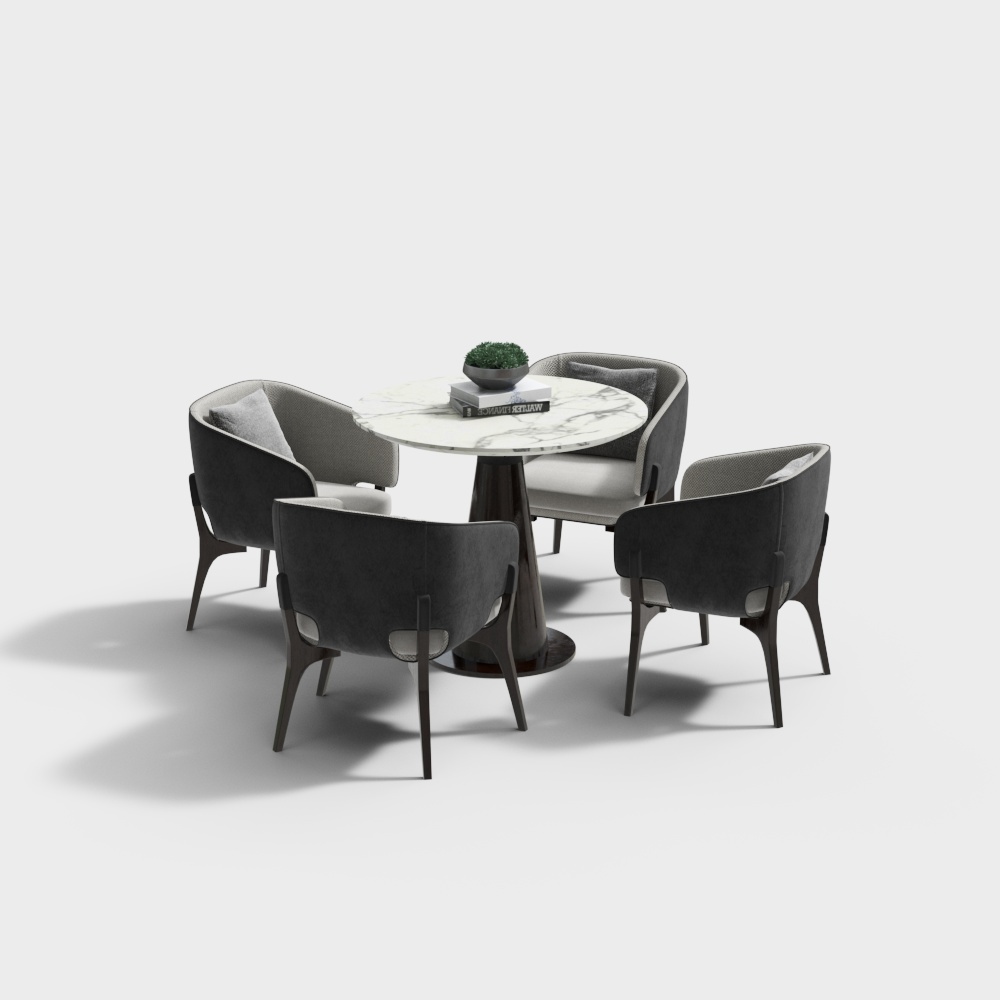 Mesa y silla de combinación casual moderna - combinación de mesa redonda