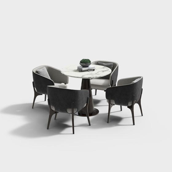 Mesa y silla de combinación casual moderna - combinación de mesa redonda