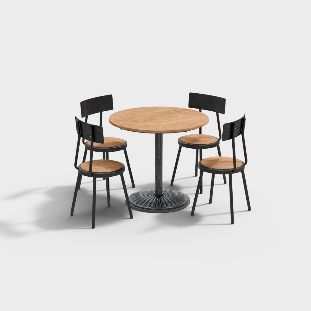 Mesa y sillas de estilo industrial informal - Mesa redonda