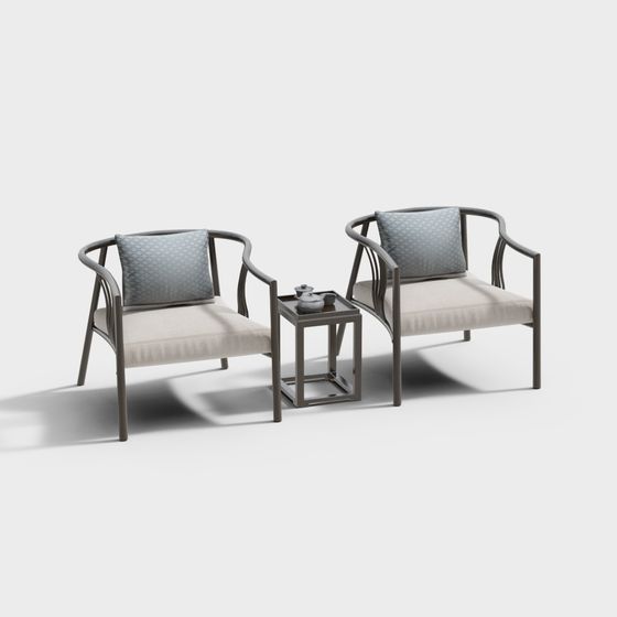 New Chinese casual tables and chairs in solid wood